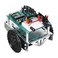 The Boe-Bot Robot - USB with IR Obstacle Detection Circuitry built onto the breadboard.