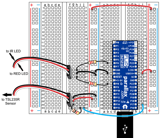 FLiP wiring for the Heart Rate Sensor circuit.