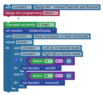 Full program for IR/Transmit functions on the Badge WX.